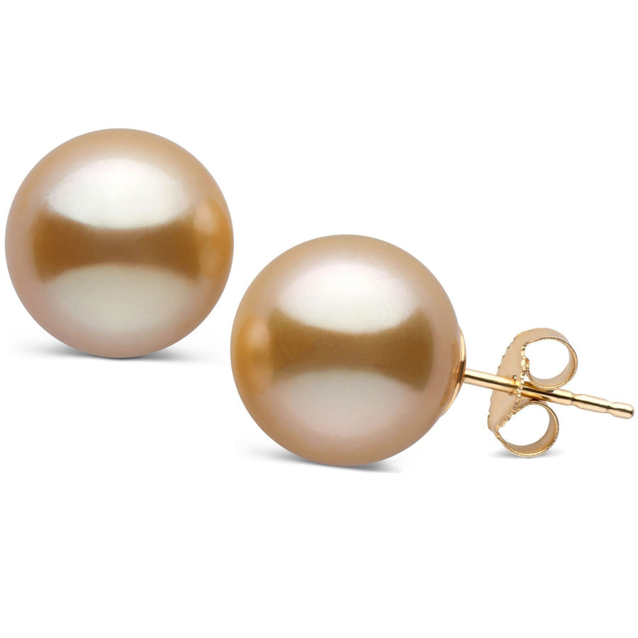 11.0-12.0 mm AAA Golden South Sea Pearl Stud Earrings YG