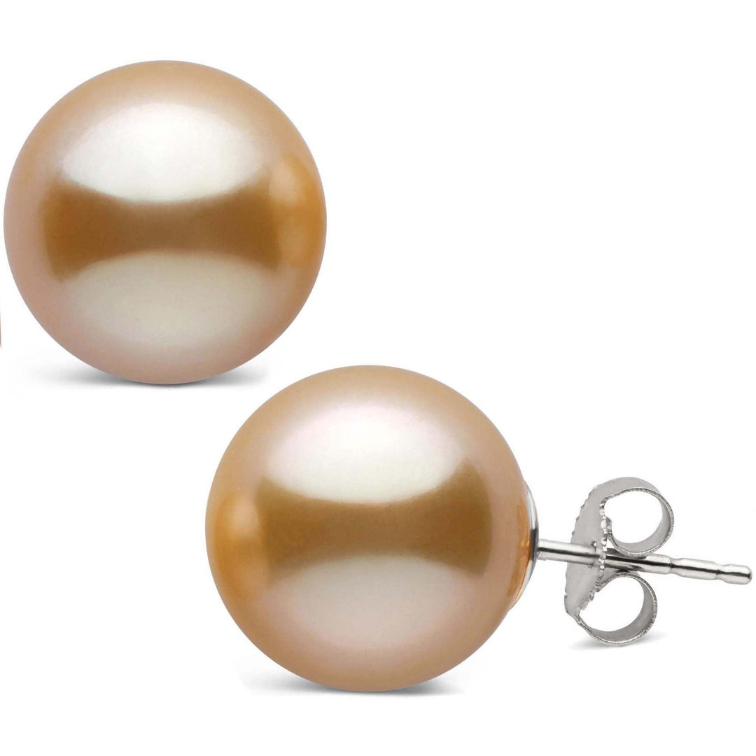 13.0-14.0 mm AAA Golden South Sea Pearl Stud Earrings