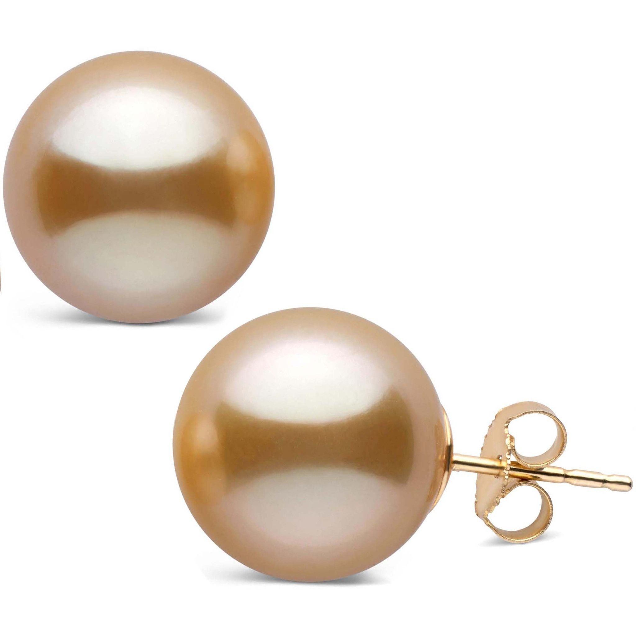 13.0-14.0 mm AAA Golden South Sea Pearl Stud Earrings