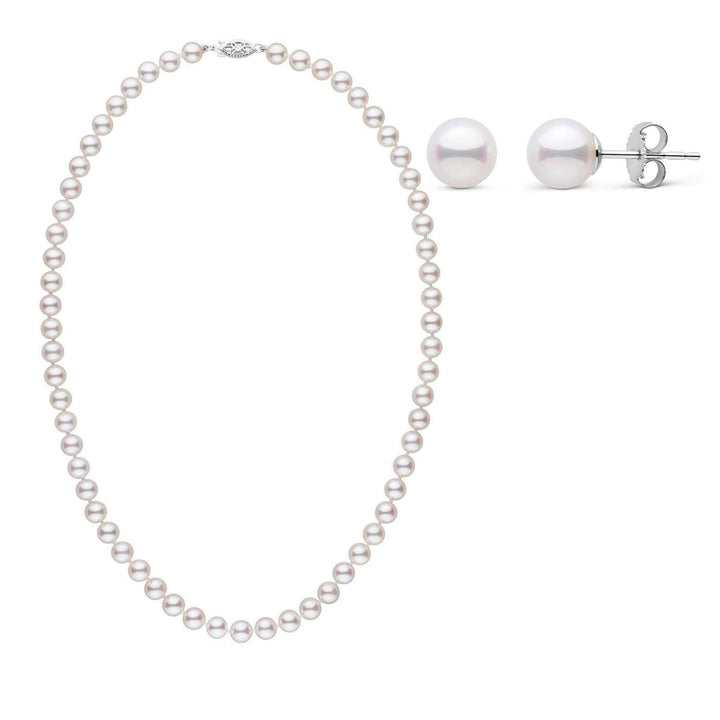 18 Inch 2 Piece Set of 6.0-6.5 mm AAA White Akoya Pearls