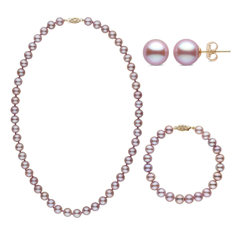 3-Piece Set of 7.5-8.0 mm AAA Lavender Freshwater Pearls – Pearl