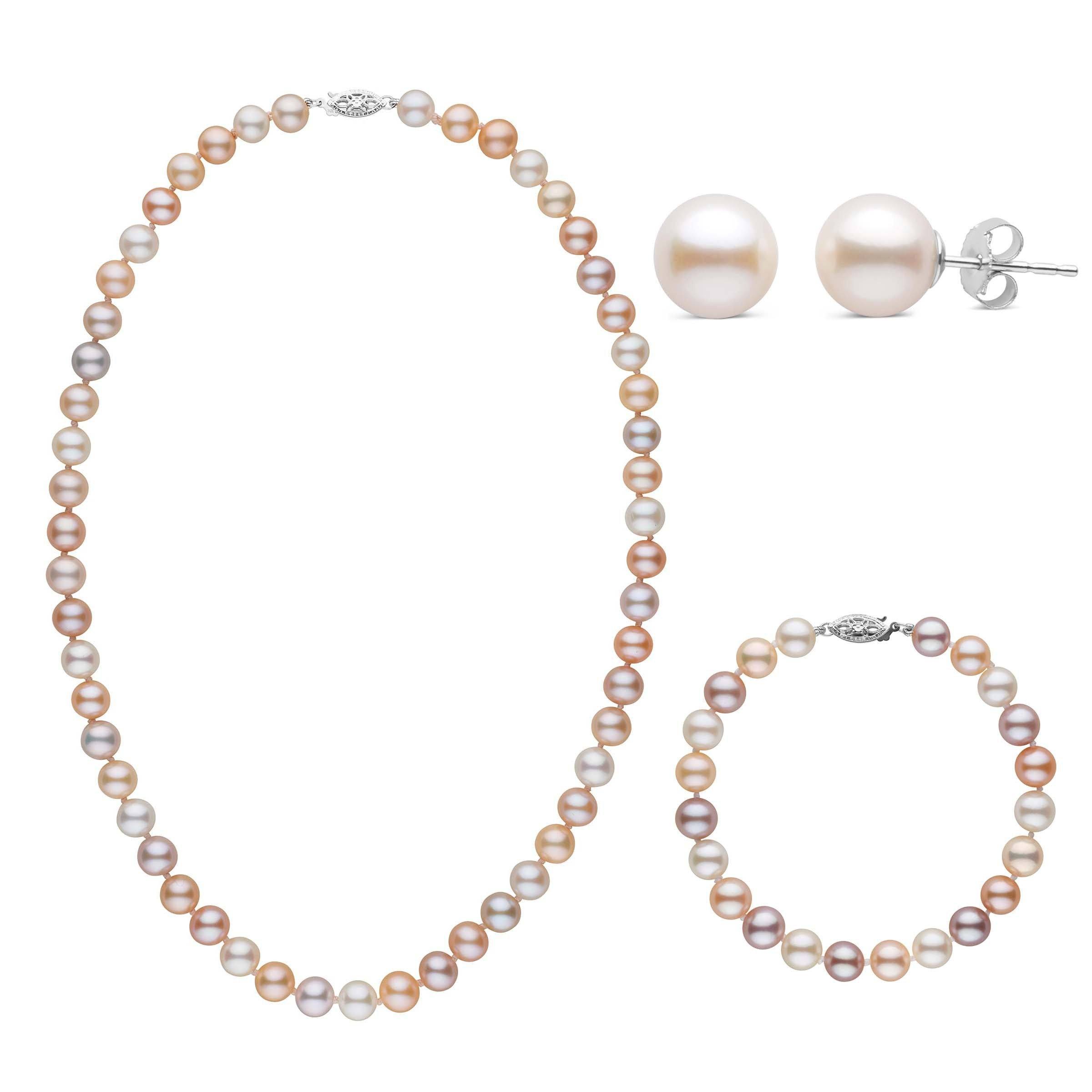 3-Piece Set of 7.5-8.0 mm AA+ Multicolor Freshwater Pearls – Pearl