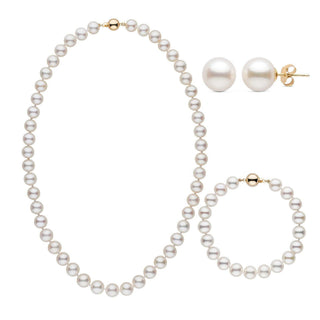 3-Piece Set of 8.5-9.0 mm AAA White Freshwater Pearls