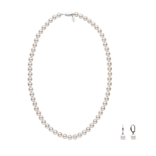 6.5-7.0 mm White Freshadama Freshwater Pearl Necklace with Dangle Earrings