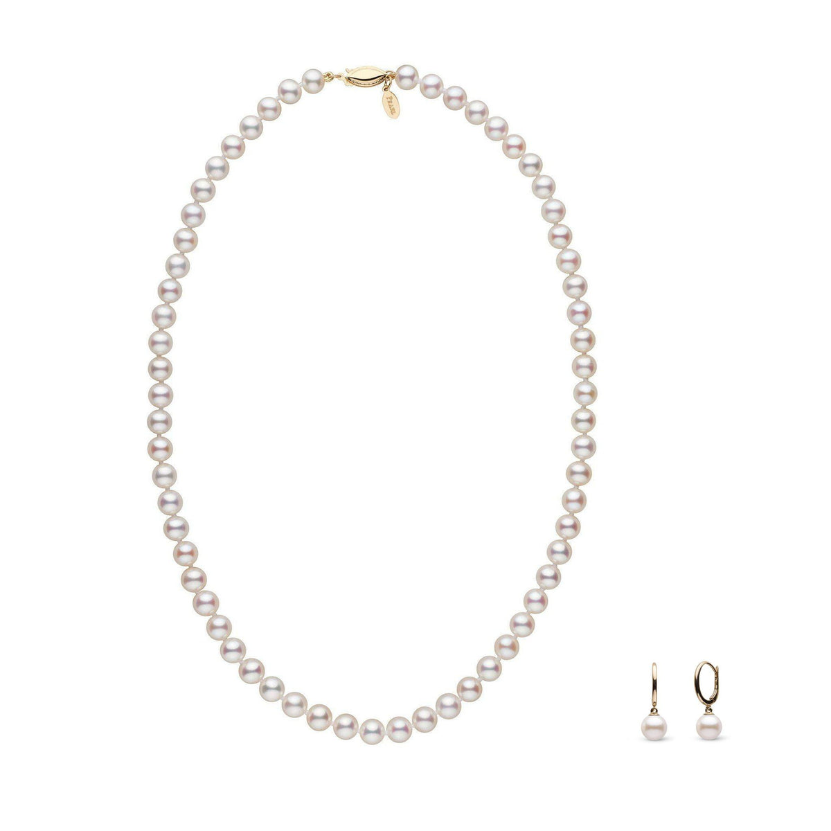 6.5-7.0 mm White Freshadama Freshwater Pearl Necklace with Dangle Earrings