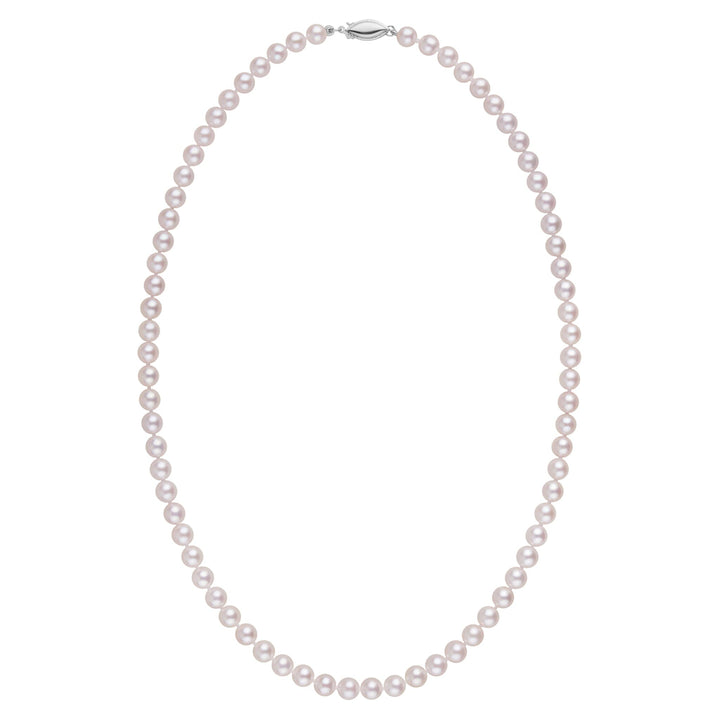 5.5-6.0 mm 18 Inch AA+ White Akoya Pearl Necklace White Gold