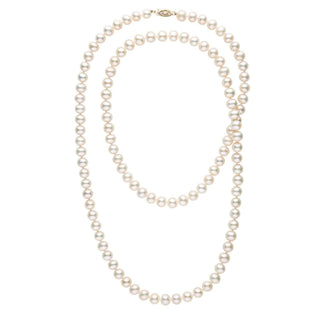 35-inch 7.5-8.0 mm AAA White Freshwater Pearl Necklace yellow gold
