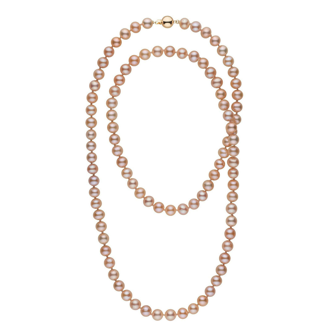 35-inch 8.5-9.0 mm AAA Pink to Peach Freshwater Pearl Necklace