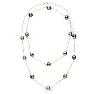 35-inch 9.0-10.0 mm AAA Tahitian Baroque Tin Cup Necklace Yellow Gold