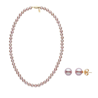 2 piece lavender freshadama freshwater pearl set in yellow gold