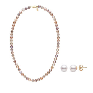 multicolor freshadama pearl necklace and earring set