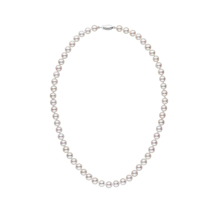 6.0-6.5 mm 16 Inch White Akoya AAA Pearl Necklace White Gold