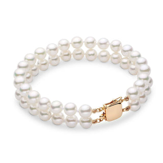 6.0-6.5 mm Double Strand AA+ White Akoya Pearl Bracelet