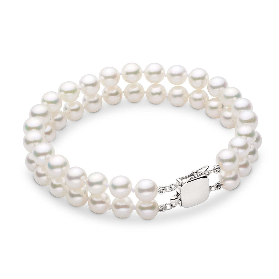 6.0-6.5 mm Double Strand AA+ White Akoya Pearl Bracelet
