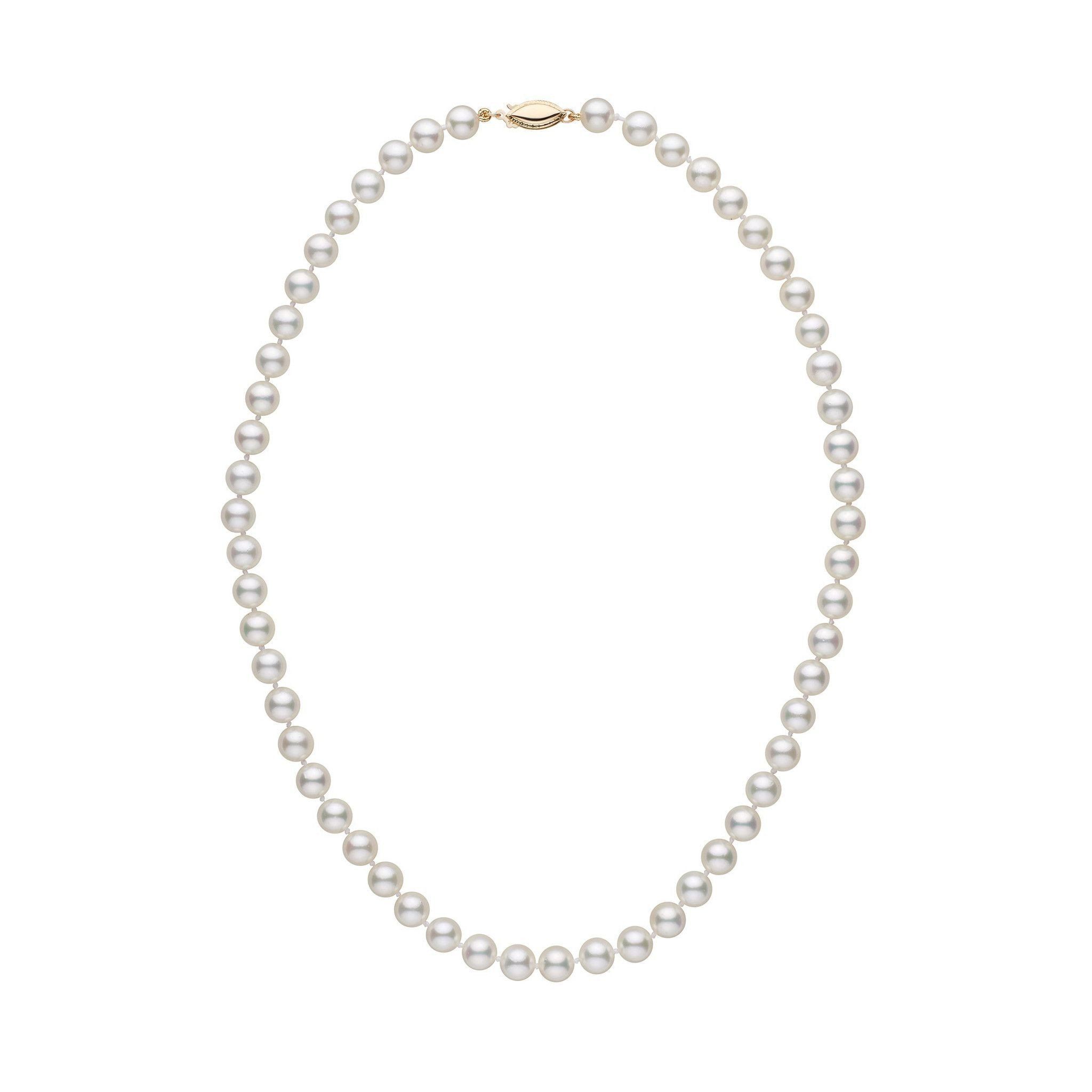 Products 6.5-7.0 mm 16 Inch AA+ White Akoya Pearl Necklace Yellow Gold