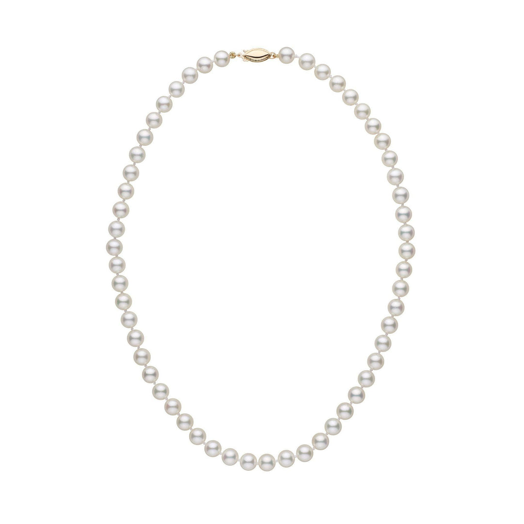 Products 6.5-7.0 mm 16 Inch AA+ White Akoya Pearl Necklace Yellow Gold