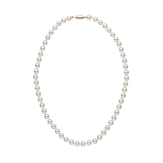 Products 6.5-7.0 mm AA+ White Akoya Pearl Necklace Yellow Gold