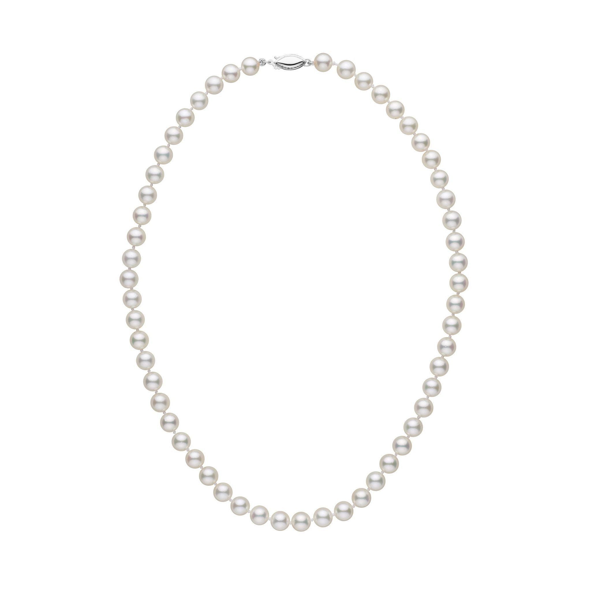 Products 6.5-7.0 mm 16 Inch AA+ White Akoya Pearl Necklace White Gold