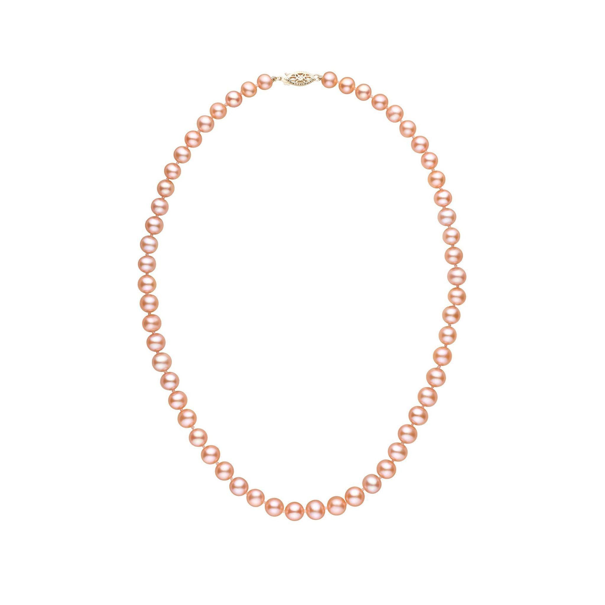 6.5-7.0 mm 16 Inch AAA Pink to Peach Freshwater Pearl Necklace