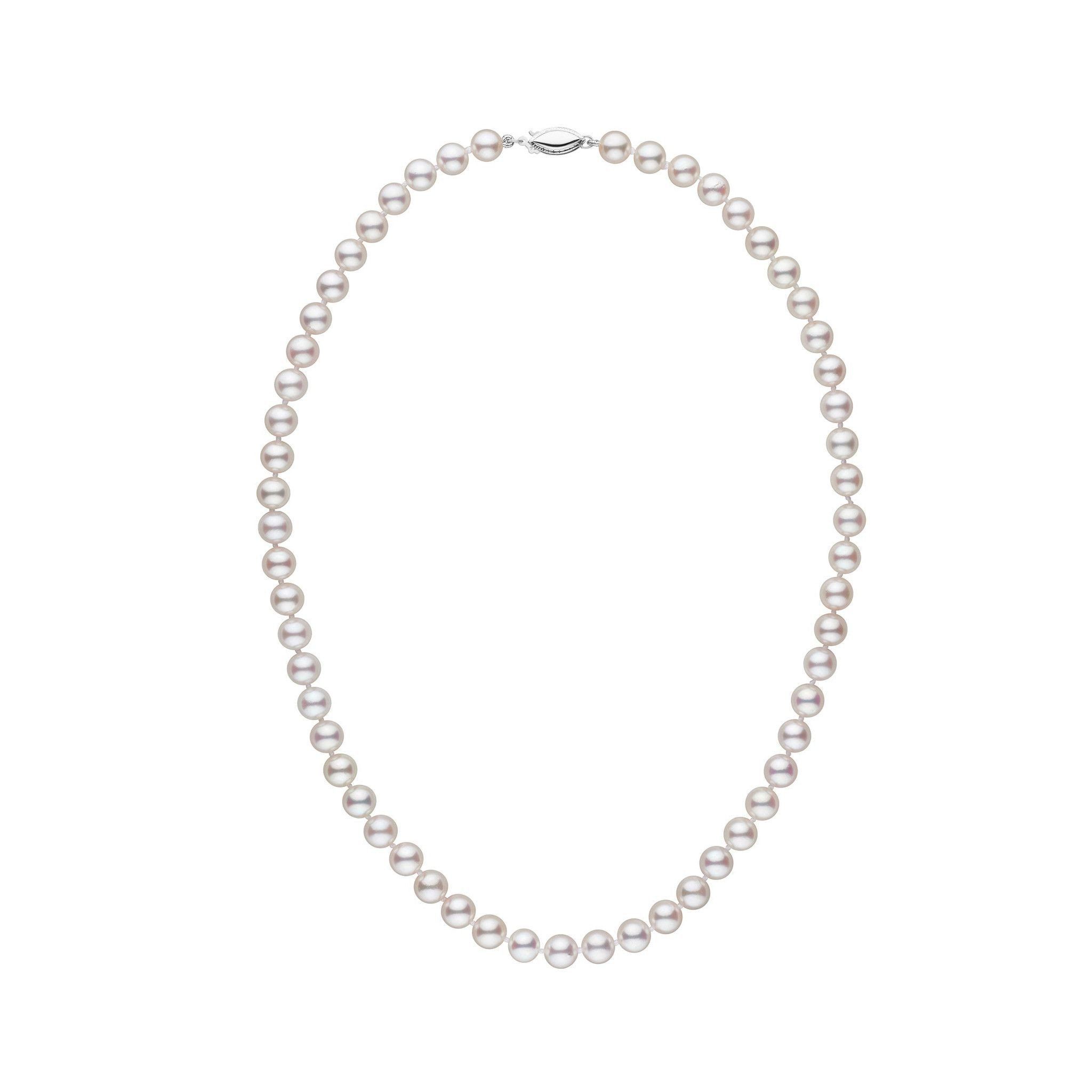 6.5-7.0 mm 16 Inch AAA White Akoya Pearl Necklace White Gold