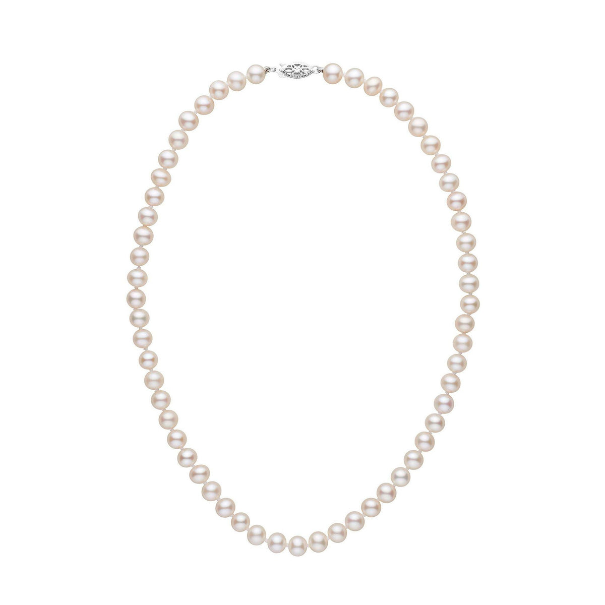 6.5-7.0 mm AAA White Freshwater Pearl Necklace featuring lustrous round pearls with a classic clasp, perfect for elegant and timeless jewelry collections.