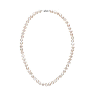 6.5-7.0 mm AAA White Freshwater Pearl Necklace featuring lustrous round pearls with a classic clasp, perfect for elegant and timeless jewelry collections.