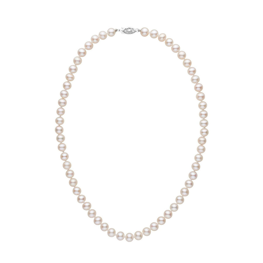 6.5-7.0 mm AAA White Freshwater Pearl Necklace featuring lustrous round pearls with a classic clasp, perfect for elegant and timeless jewelry collections.