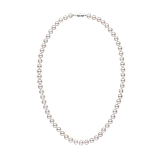 6.5-7.0 mm 18 Inch AAA White Akoya Pearl Necklace White Gold