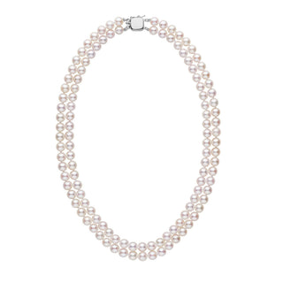 Products 6.5-7.0 mm 18-inch Double-Strand White Akoya AA+ Pearl Necklace White Gold