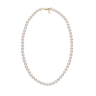 6.0-7.0 mm White Freshadama Freshwater Pearl Necklace featuring a single strand of lustrous white freshwater pearls with a gold clasp, elegant and timeless design.