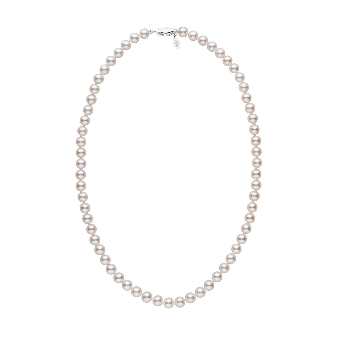 6.0-7.0 mm White Freshadama Freshwater Pearl Necklace featuring lustrous round white freshwater pearls strung together with a secure clasp, perfect for elegant occasions.