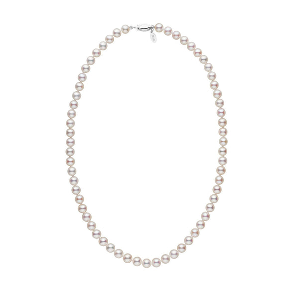 6.0-7.0 mm White Freshadama Freshwater Pearl Necklace featuring lustrous round white freshwater pearls strung together with a secure clasp, perfect for elegant occasions.