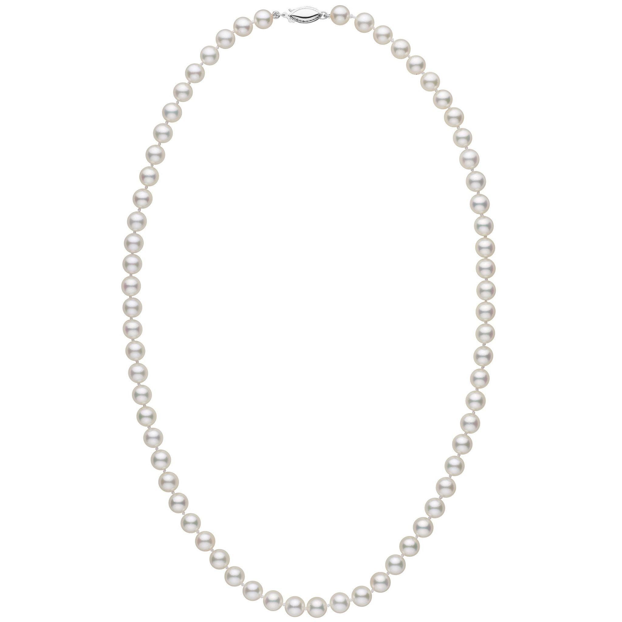 Products 6.5-7.0 mm 22 Inch AA+ White Akoya Pearl Necklace White Gold