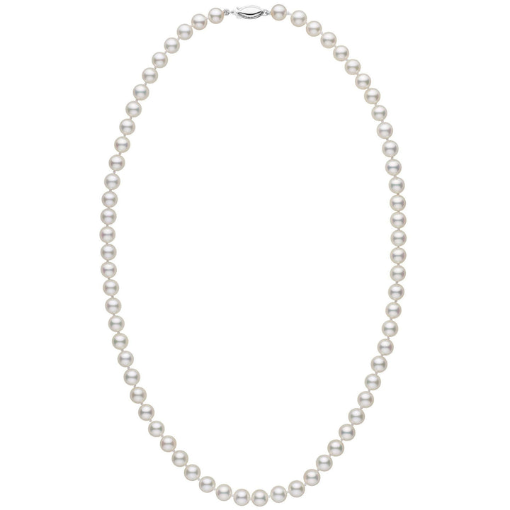 Products 6.5-7.0 mm 22 Inch AA+ White Akoya Pearl Necklace White Gold