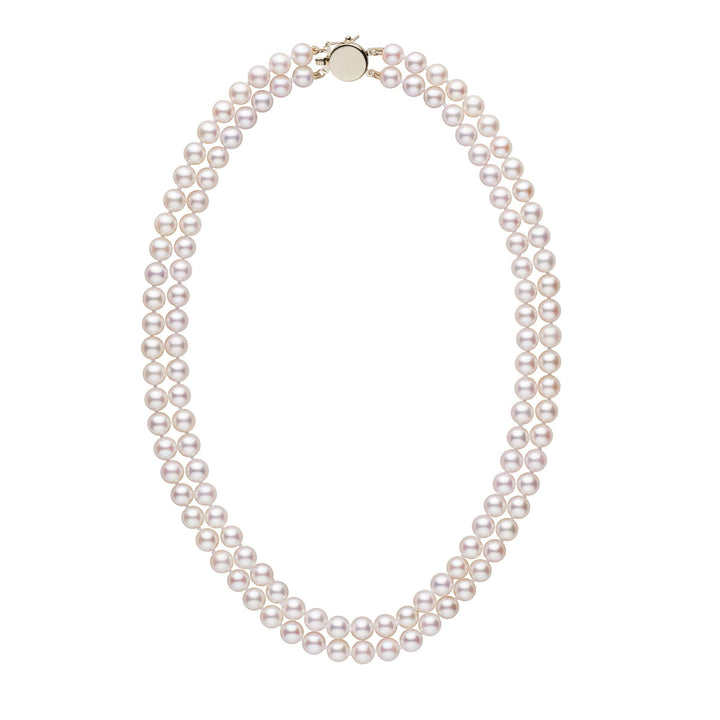 Personalized 6.5-7.0 mm AAA Akoya Pearl Double Strand Circle Clasp Necklace