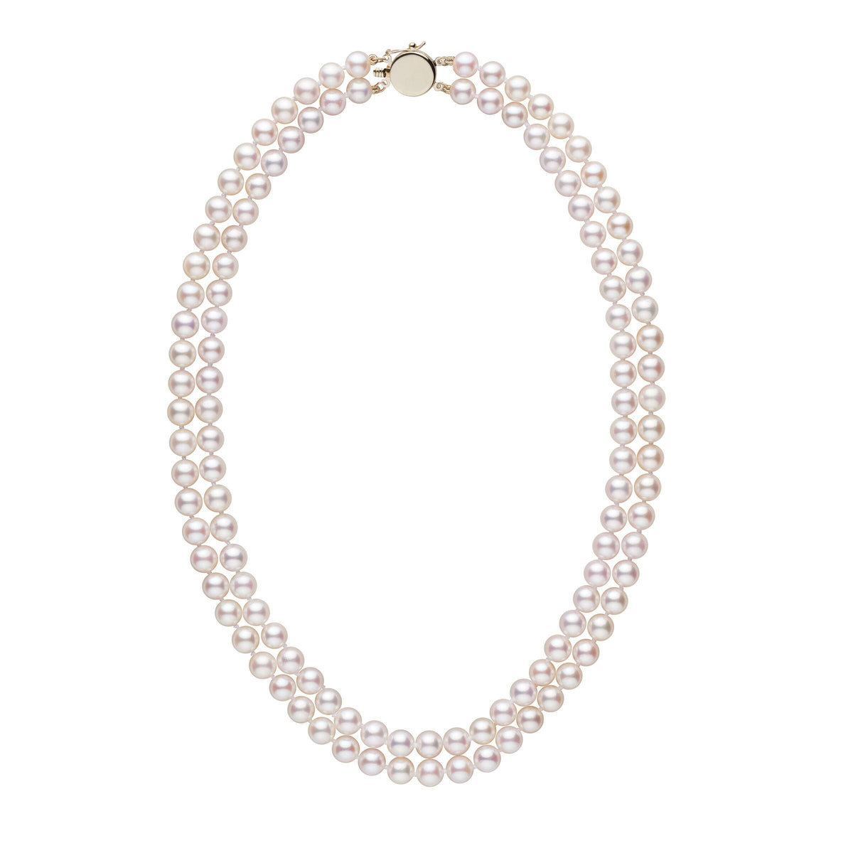 Personalized 6.5-7.0 mm AAA Akoya Pearl Double Strand Circle Clasp Necklace