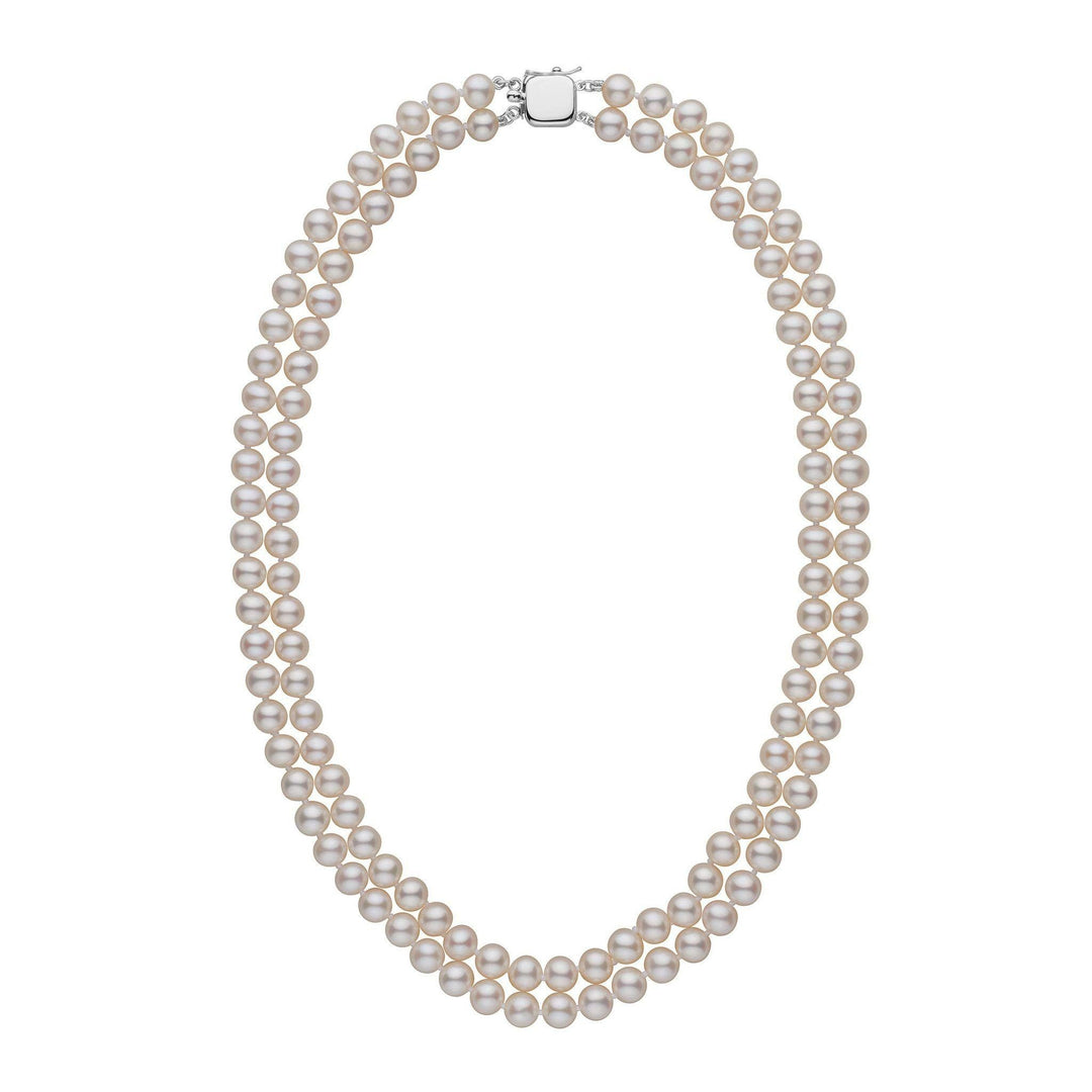 6.5-7.0 mm Double Strand AAA White Freshwater Pearl Necklace
