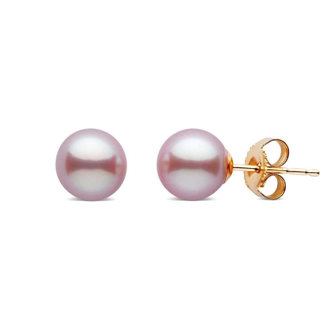 Products 6.5-7.0 mm Lavender Freshadama Freshwater Pearl Stud Earrings Yellow Gold