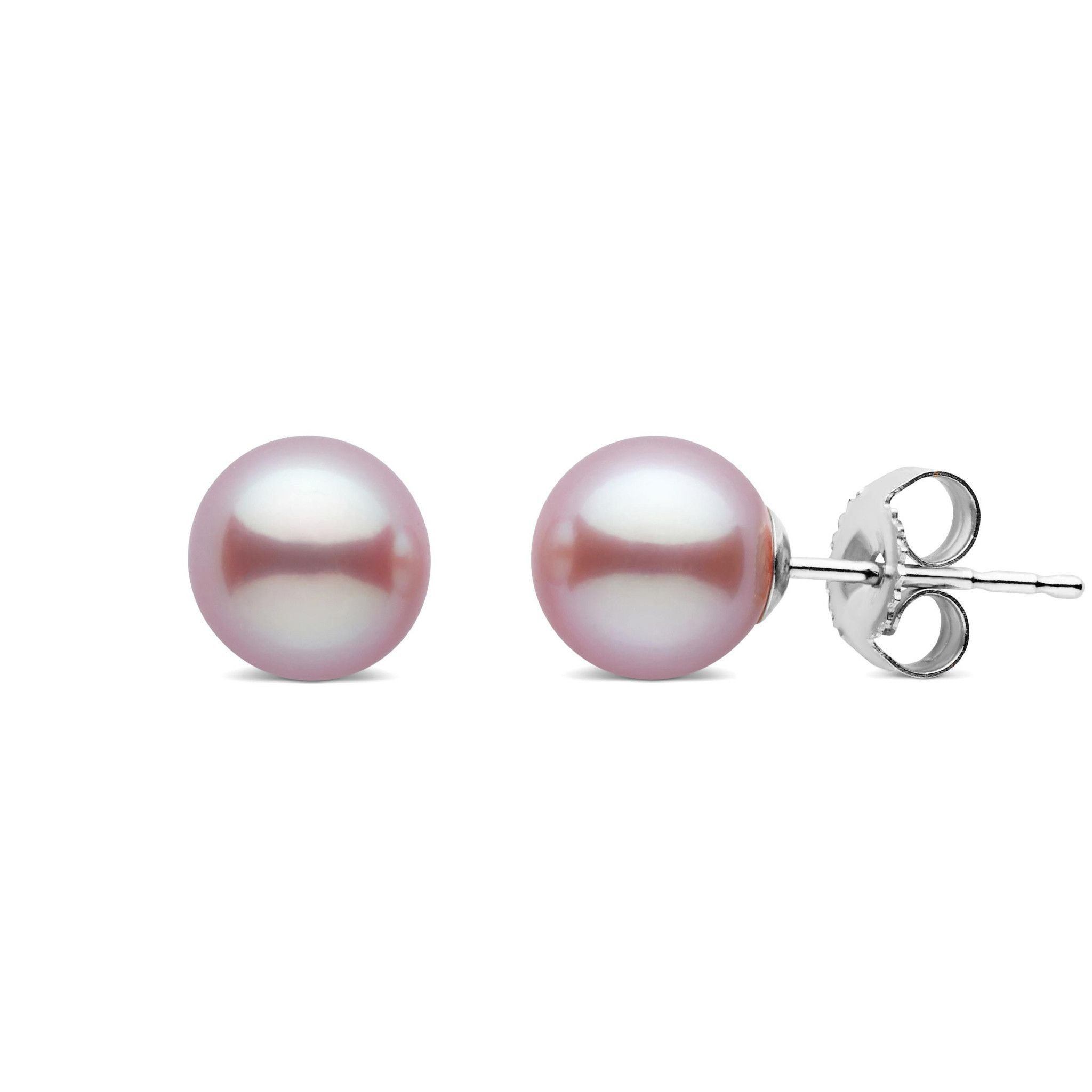 Products 6.5-7.0 mm Lavender Freshadama Freshwater Pearl Stud Earrings White Gold