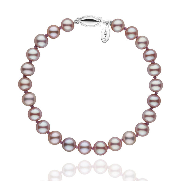 A lavender Freshadama pearl bracelet with a gold clasp, displayed against a white background.