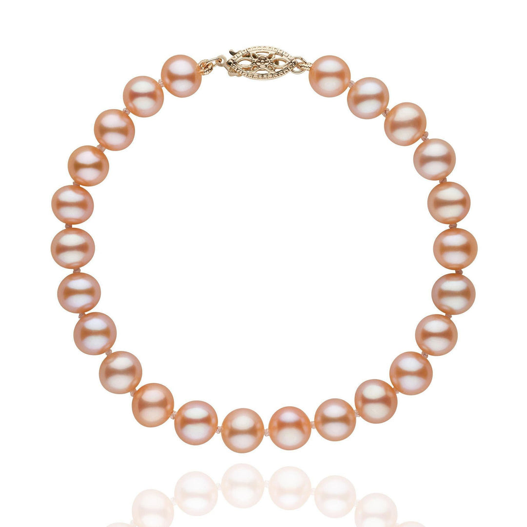 6.5-7.0 mm Pink to Peach Freshwater AA+ Pearl Bracelet
