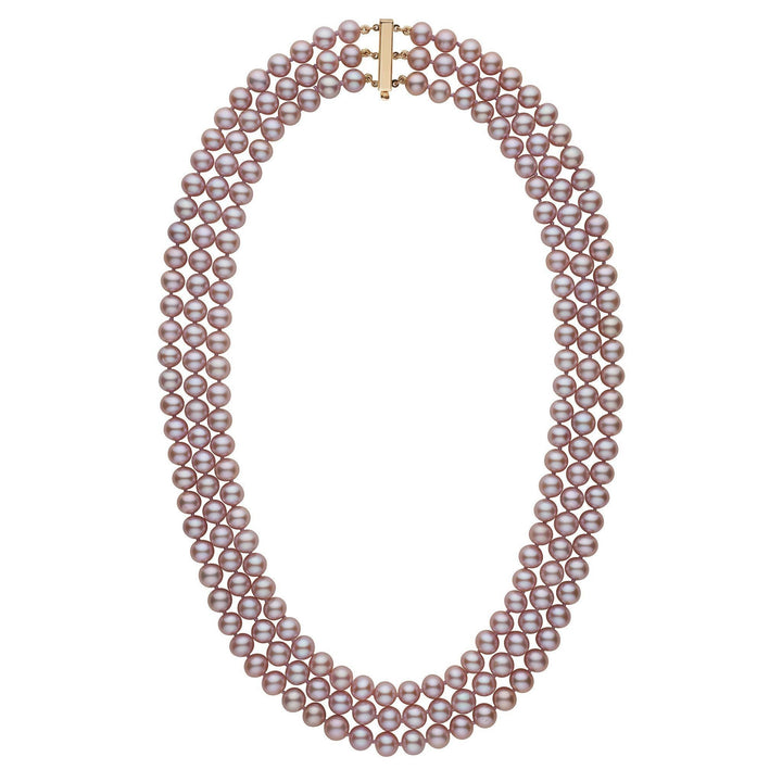 6.5-7.0 mm Triple-Strand AAA Lavender Freshwater Pearl Necklace