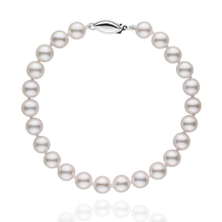 6.5-7.0 mm White Akoya AA+ Pearl Bracelet White Gold
