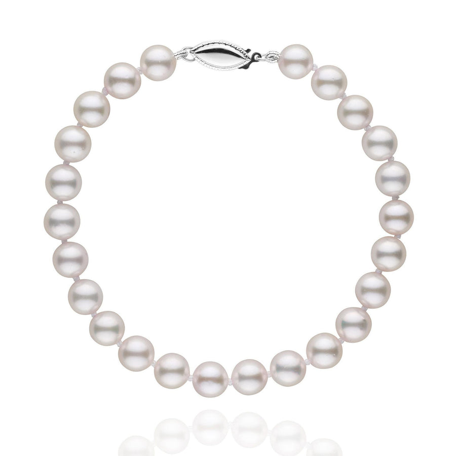 6.5-7.0 mm White Akoya AA+ Pearl Bracelet White Gold