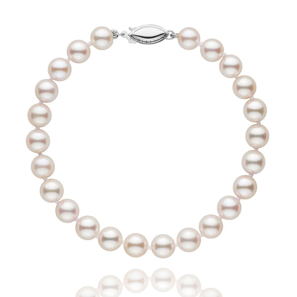 6.5-7.0 mm White Akoya AAA Pearl Bracelet White Gold