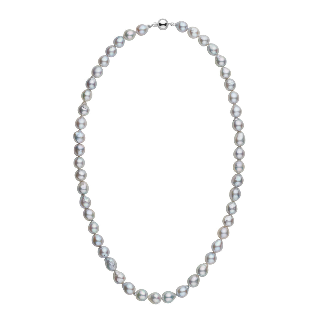7.0-7.5 mm 18 Inch Baroque Silver Akoya Pearl Necklace