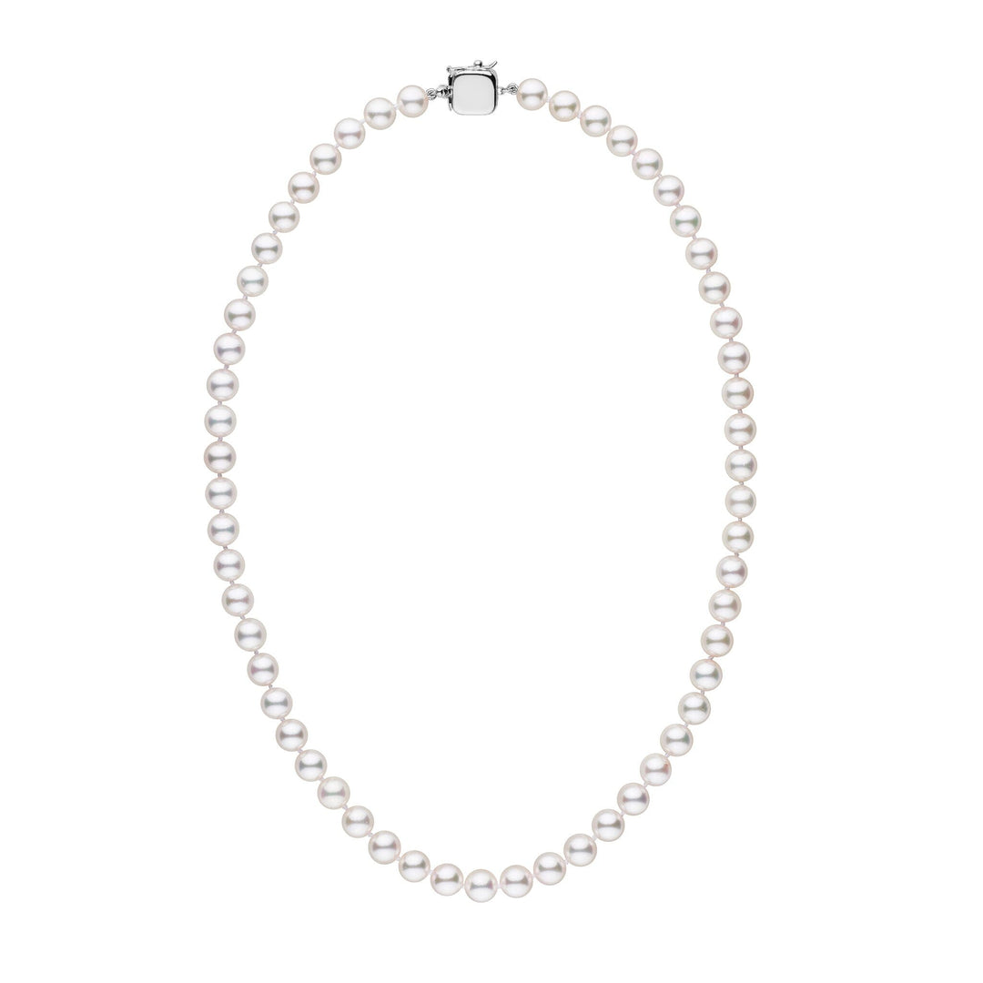 Personalized 18 Inch 7.0-7.5 mm AAA Akoya Pearl Square Clasp Necklace