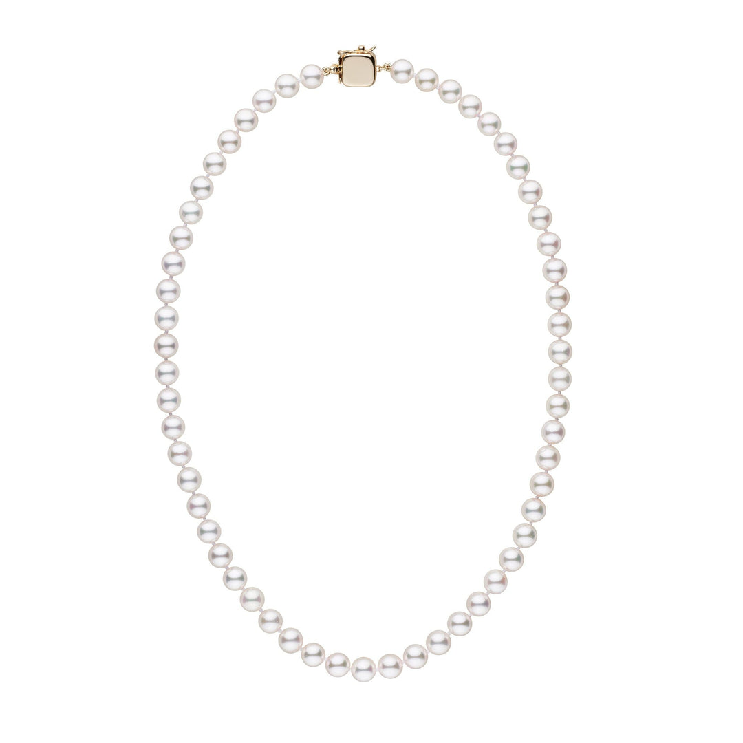 Personalized 18 Inch 7.0-7.5 mm AAA Akoya Pearl Square Clasp Necklace