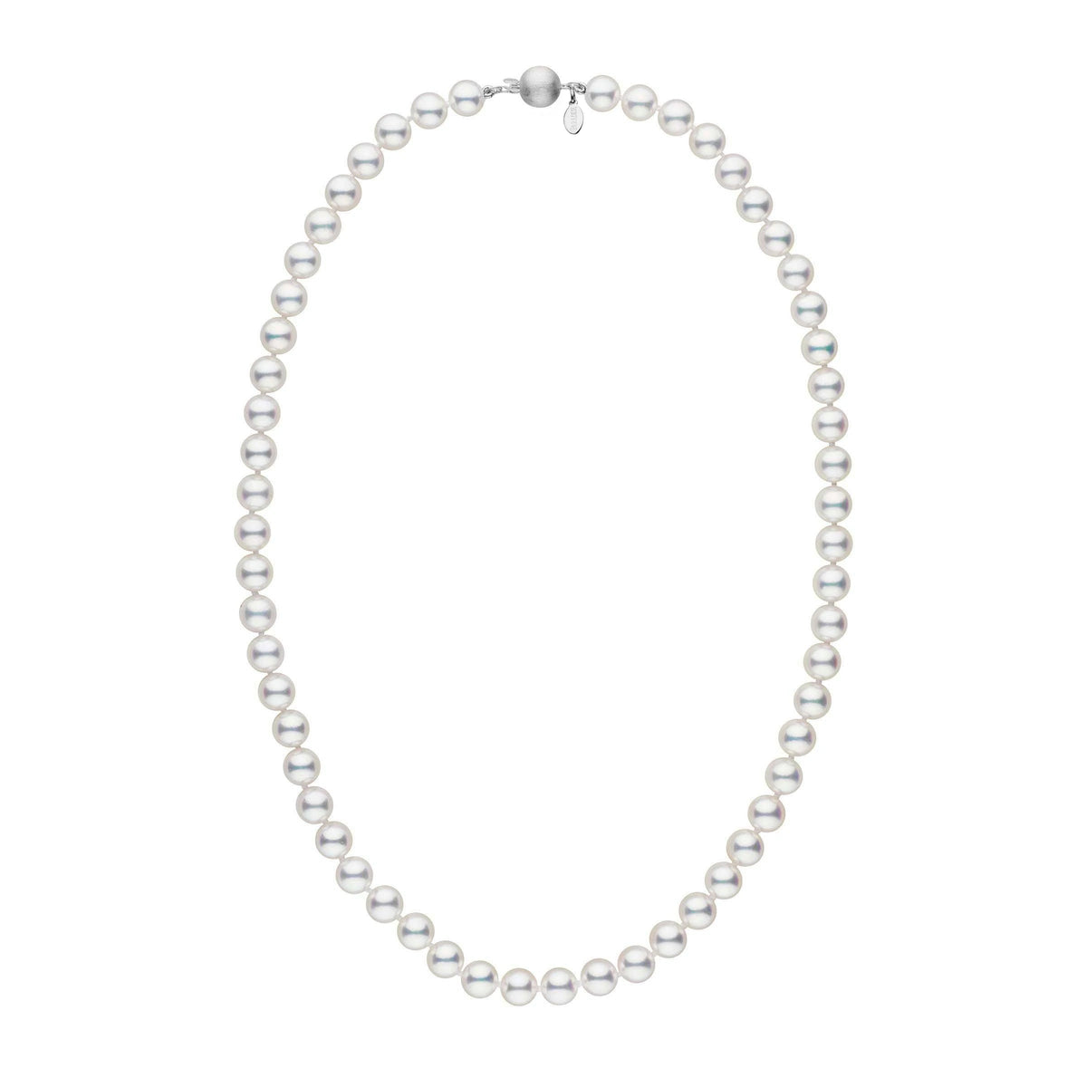 7.0-7.5 mm 18 Inch Natural White Hanadama Akoya Pearl Necklace white gold matte