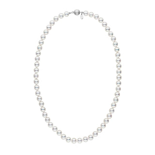 7.0-7.5 mm 18 Inch Natural White Hanadama Akoya Pearl Necklace white gold matte